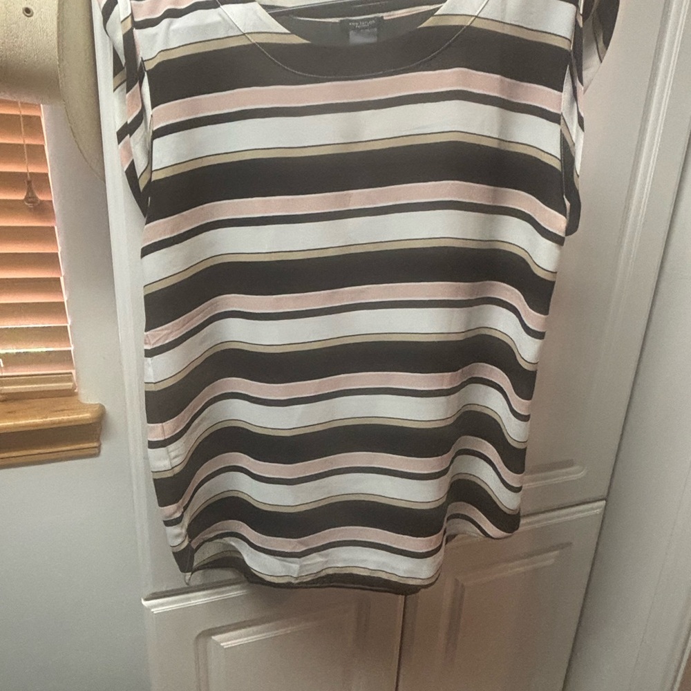Ann Taylor Striped Blouse - Pink, Black, White